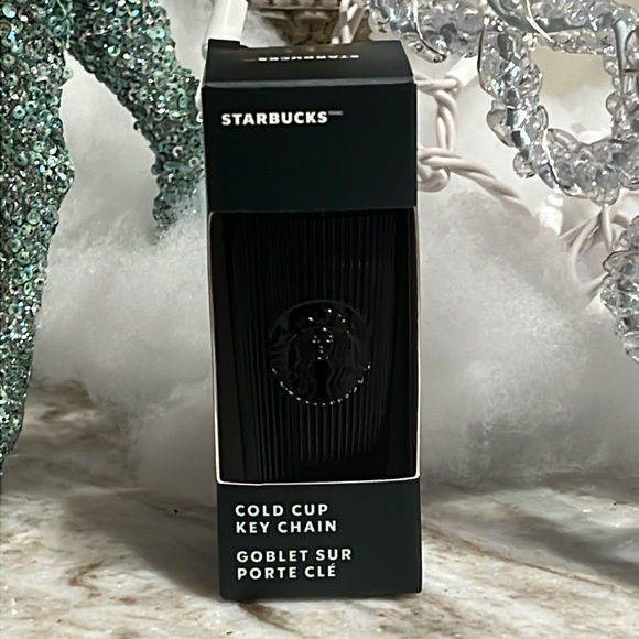 2024 Starbucks Black Pleated Tumbler  Ornament Keychain NWT - Picture 1 of 3